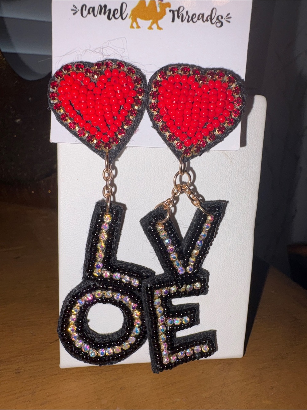 Red Heart LOVE Dangle Earrings
